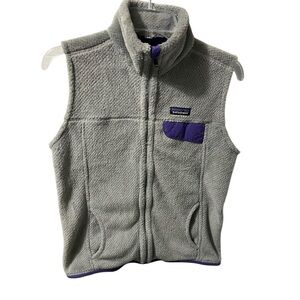 Patagonia Re-Tool Vest Grey/Concord purple woman’s size M cabin gorpcore cozy